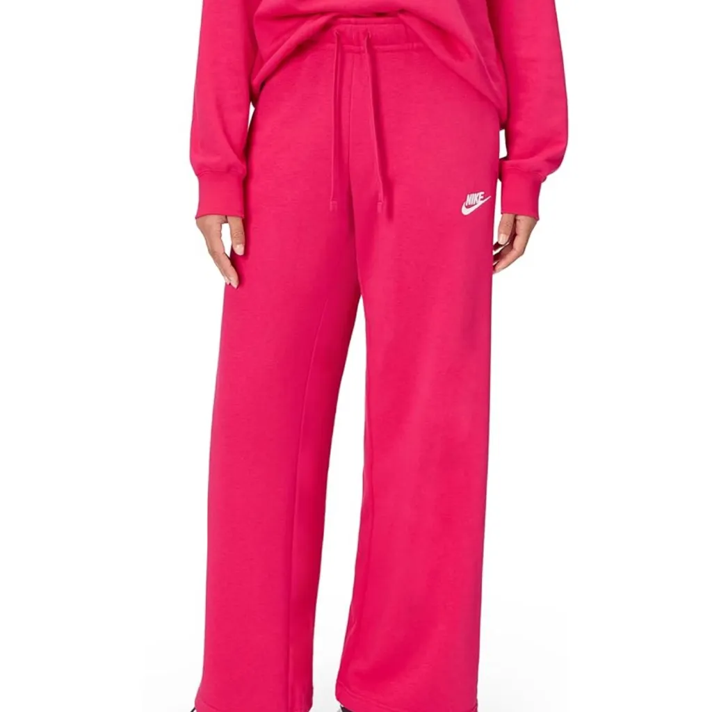 Nike Women's Sportswear Club Fleece Mid-Rise Wide-Leg Sweatpants in Pink Size XL - Image 2