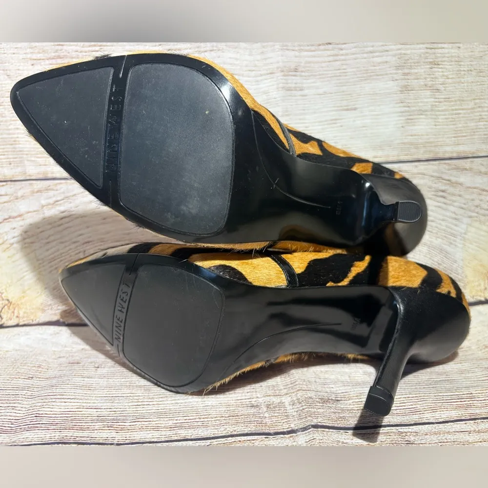 Nine West Sz 8.5 M Animal Print Cow Leather Stiletto Heels - Image 4