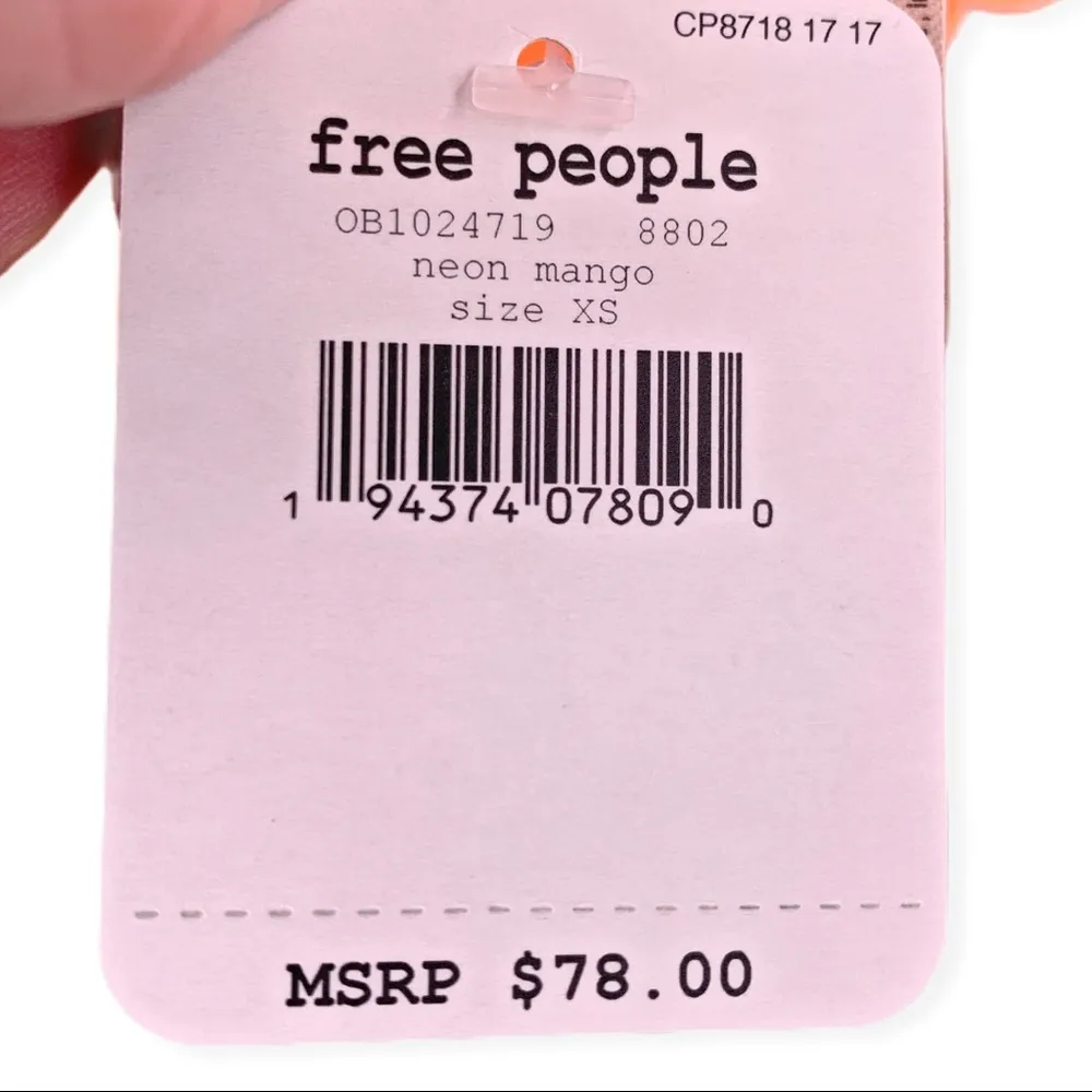 Free People orange cropped running top XS new - Image 7