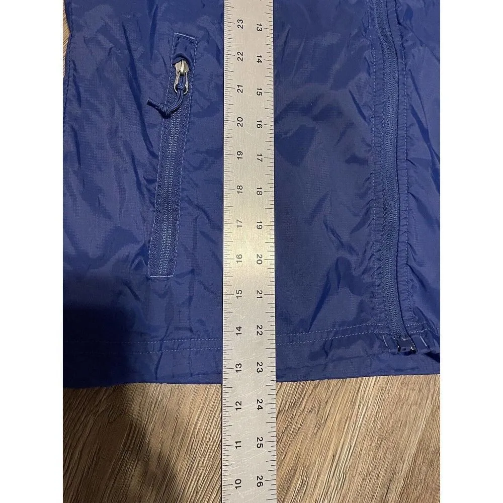 LL BEAN Women's Lightweight Windbreaker Small Nylon Rain Jacket Blue Hidden Hood - Image 5