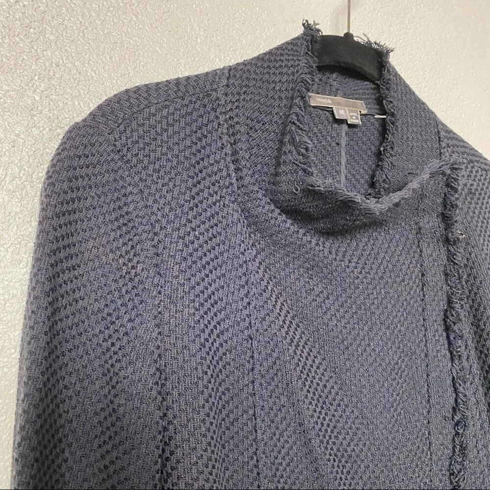 Vince Frayed Edge Scuba Moto Jacket Navy Size Medium - Image 3