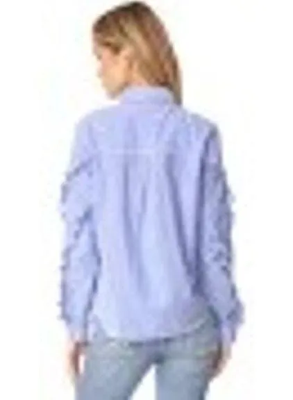 Rails | XS | Lizzi Shirt Ruffle Sleeve Poplin Blue White Stripes Button up Top - Image 2