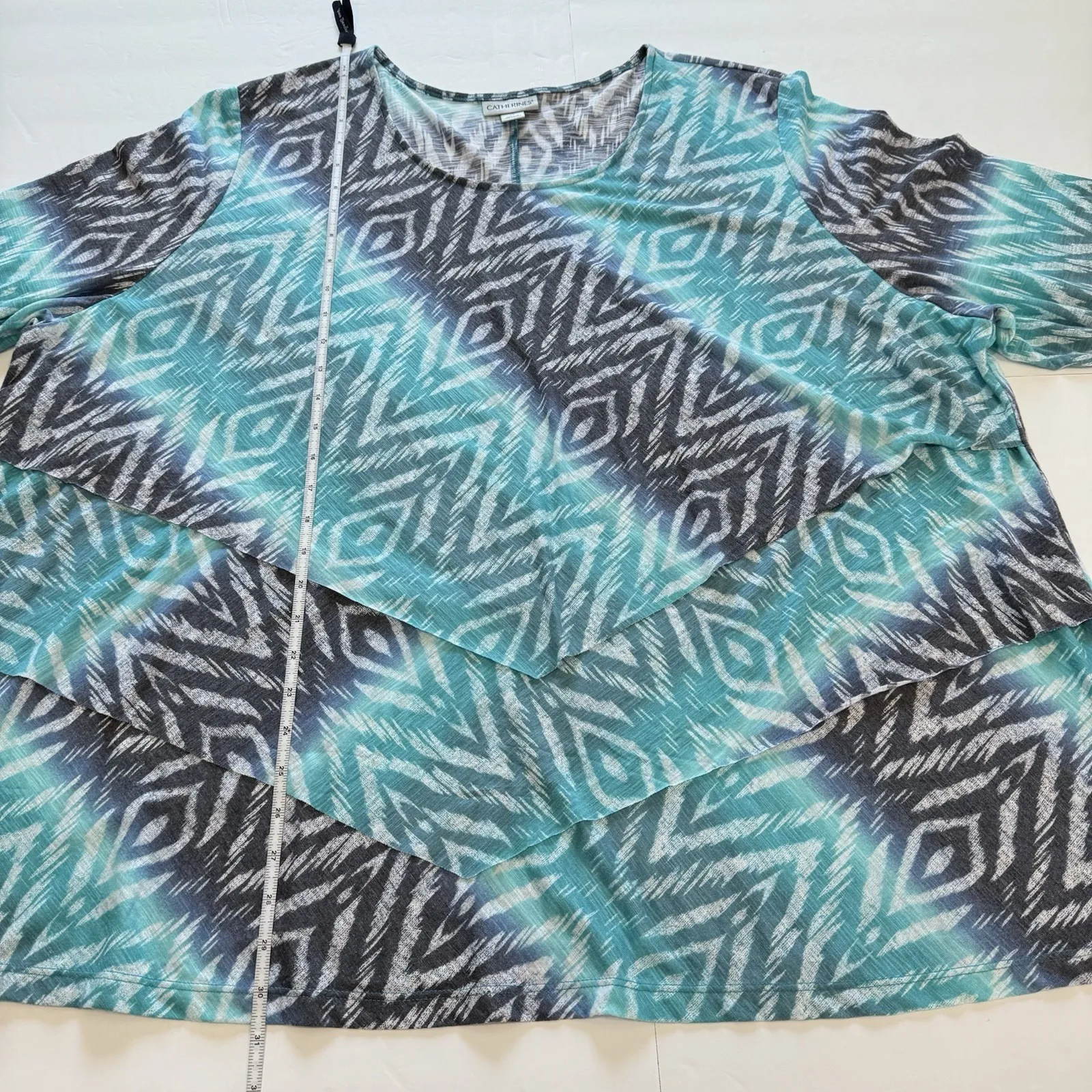 Catherines Aqua Blue Poetry Tiered 3/4 Sleeve Tee Size‎ 4X - Image 9