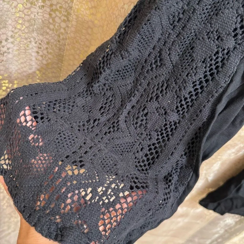 O’Neill Black Crochet Side Flowy Black Beach Pants Large - Image 5