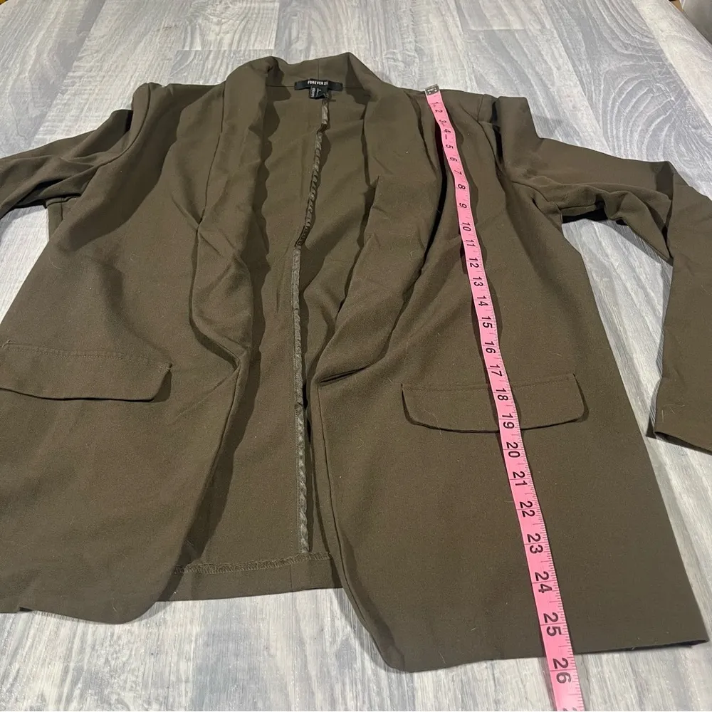 Forever 21 Green/Brown Open Front Blazer; Large Women’s - Image 3