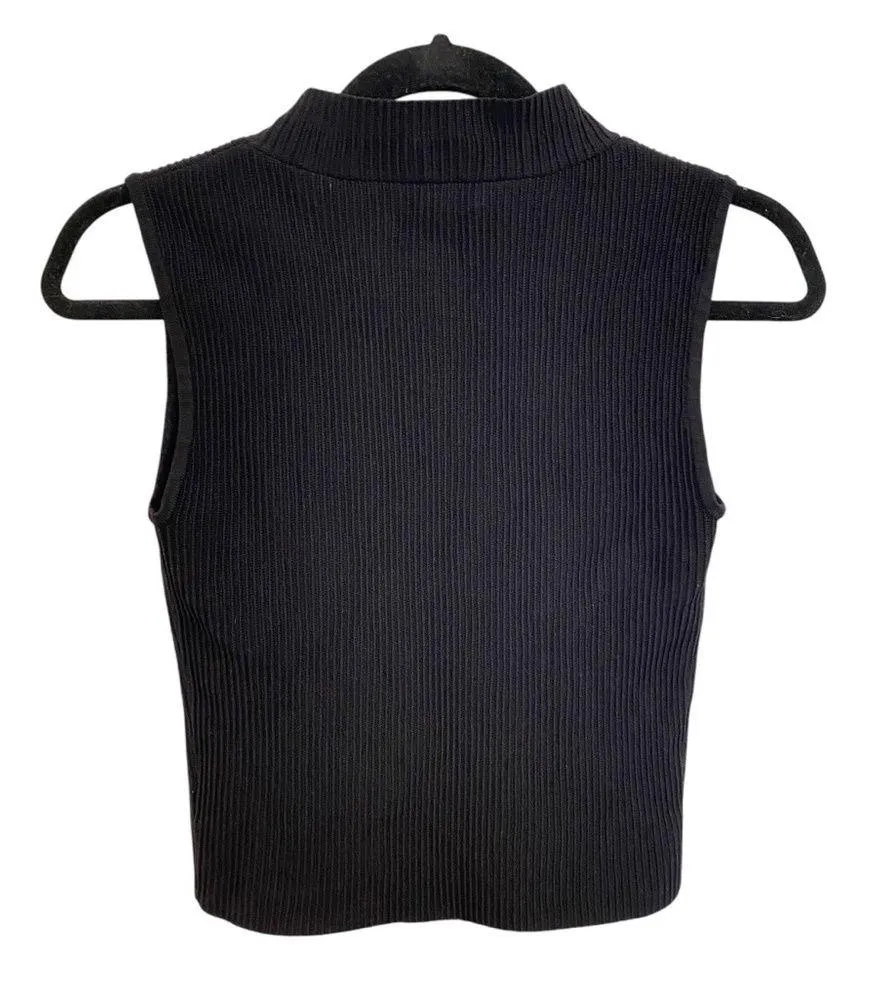 Aritzia Babaton Sculpt Knit Mockneck Tank Ribbed Top In Black - Image 3