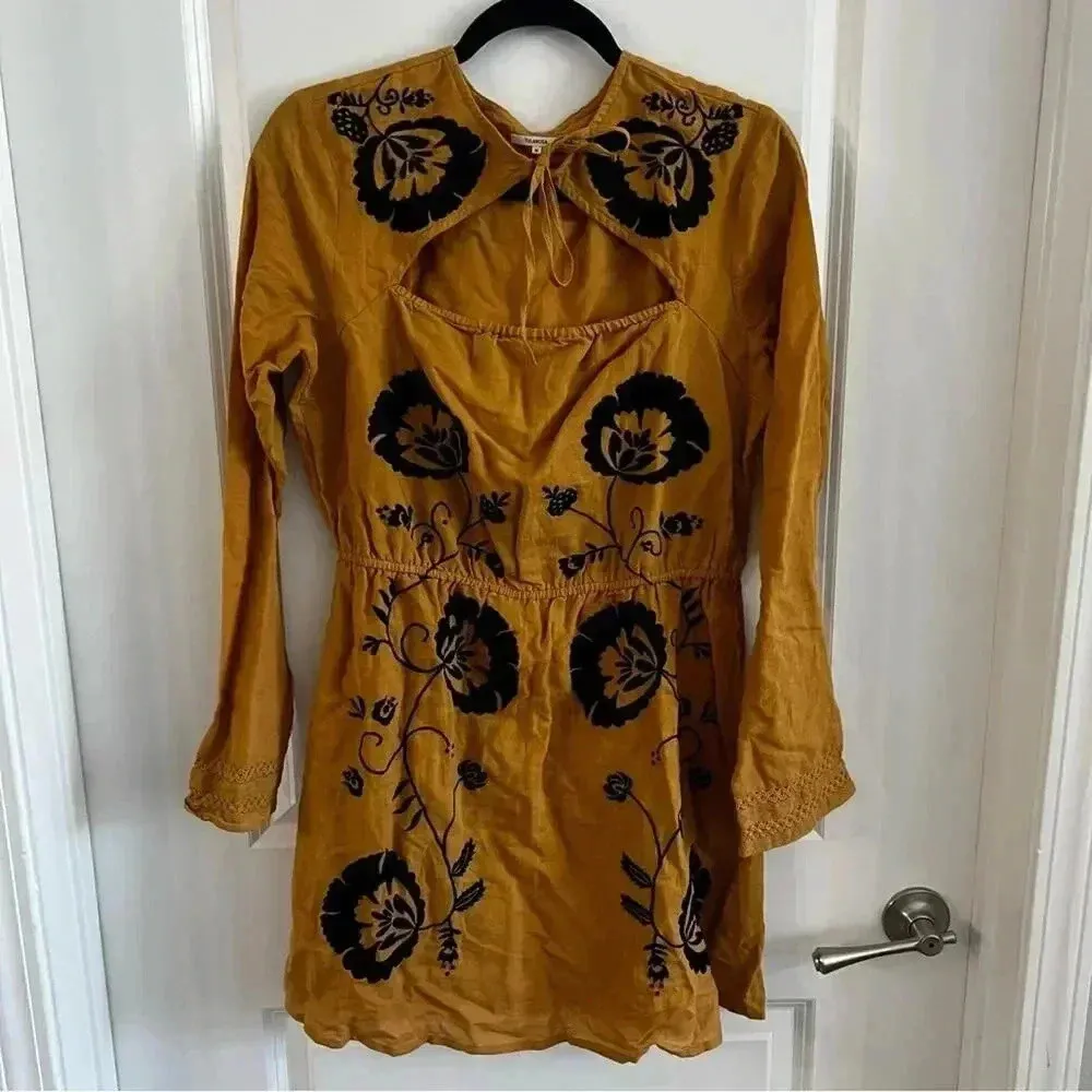 160 New Tularosa Keelan Dress Size Medium Color Yellow Black - Image 5