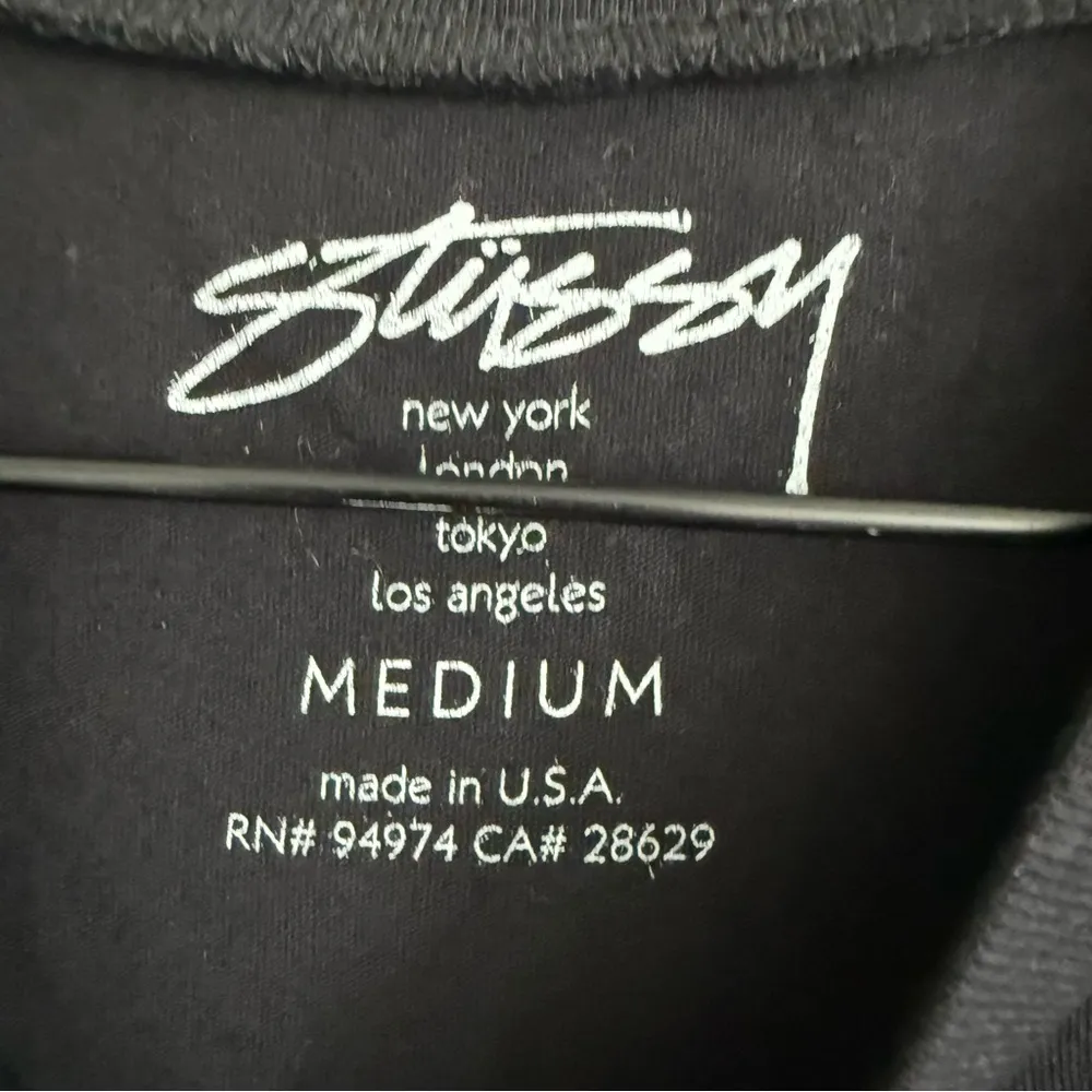 Stüssy Black/White/Purple Rose Tee. Size Medium Black - Image 4