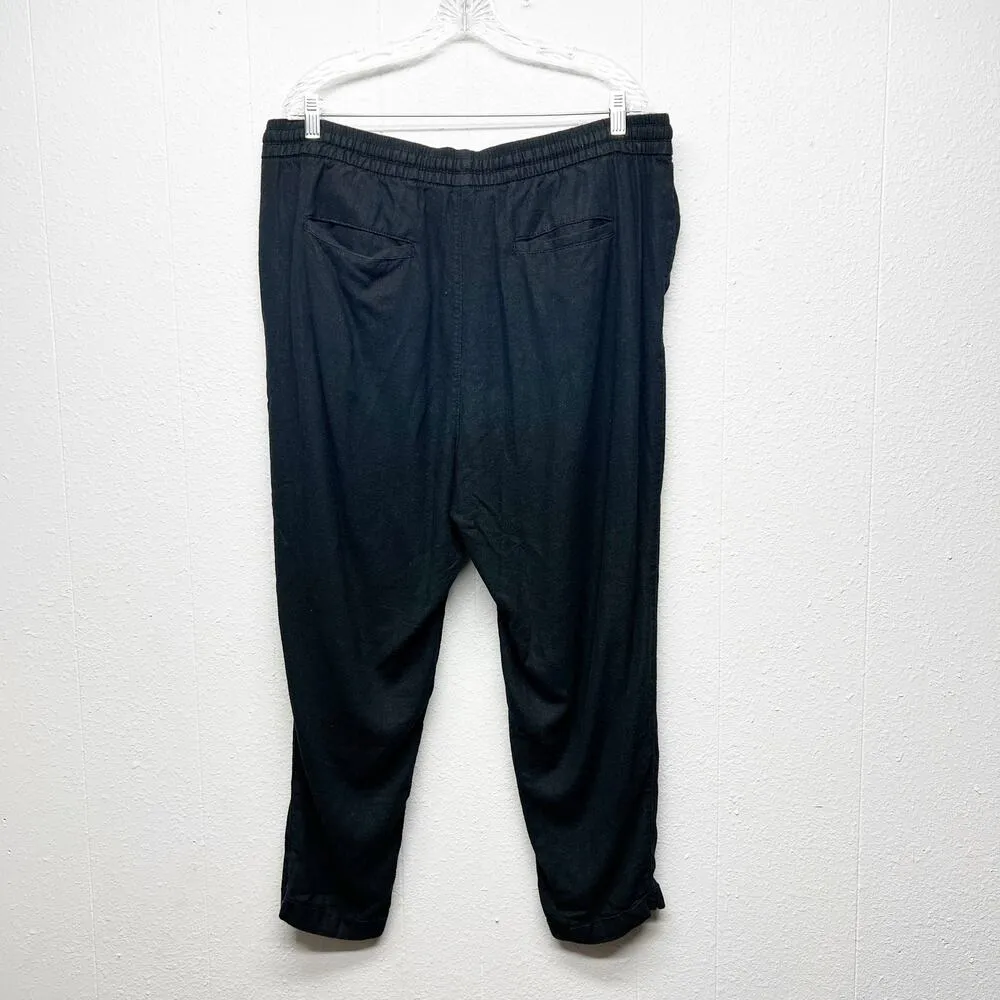 Old Navy Pull On Linen Blend Ankle Pants Womens XL Beach Nautical Coastal Summer - Image 6