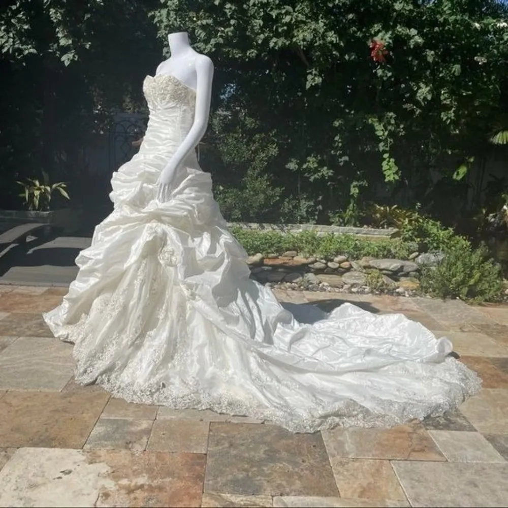 Maggy sottero haute couture imperial sabelle wedding dress gown size 4 beaded ru - Image 2