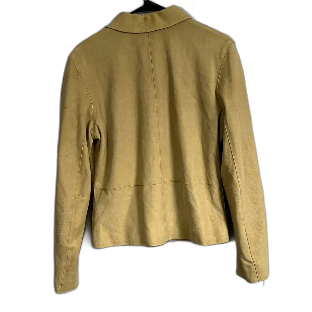 Siena Studio Vintage Leather Pearl Snap Button Jacket Size Medium Butter Soft Yellow - Image 2