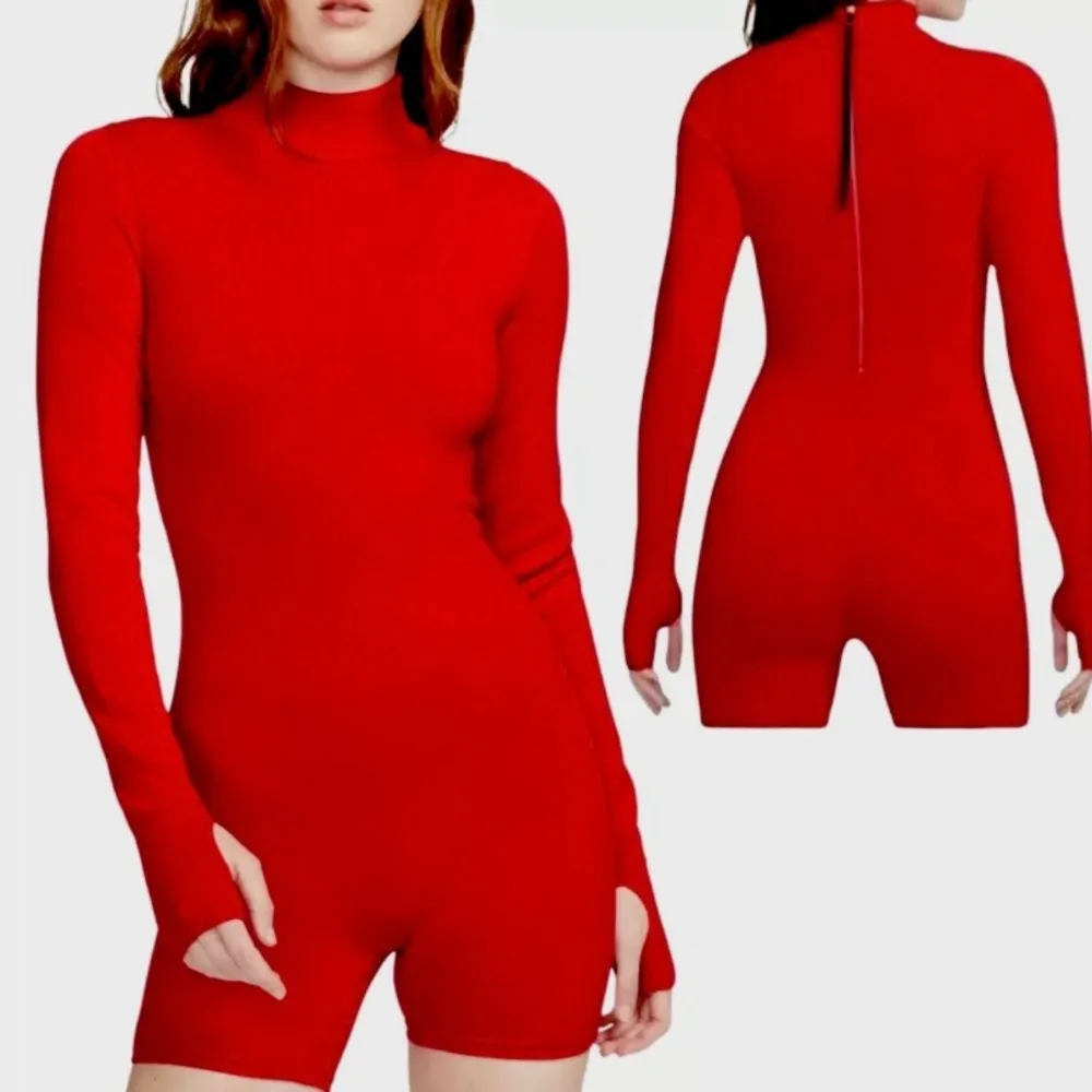 Nike Every Stitch Considered Red Wool Bodysuit Romper Made In Italy - Image 10