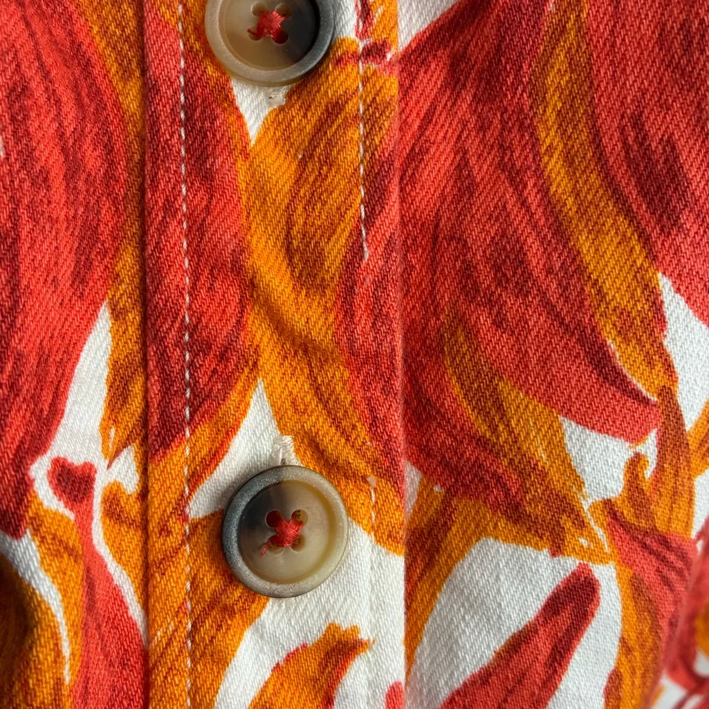 Maeve by Anthropologie Button up Banana Grove Denim Midi A-Line Skirt Orange 4 - Image 13