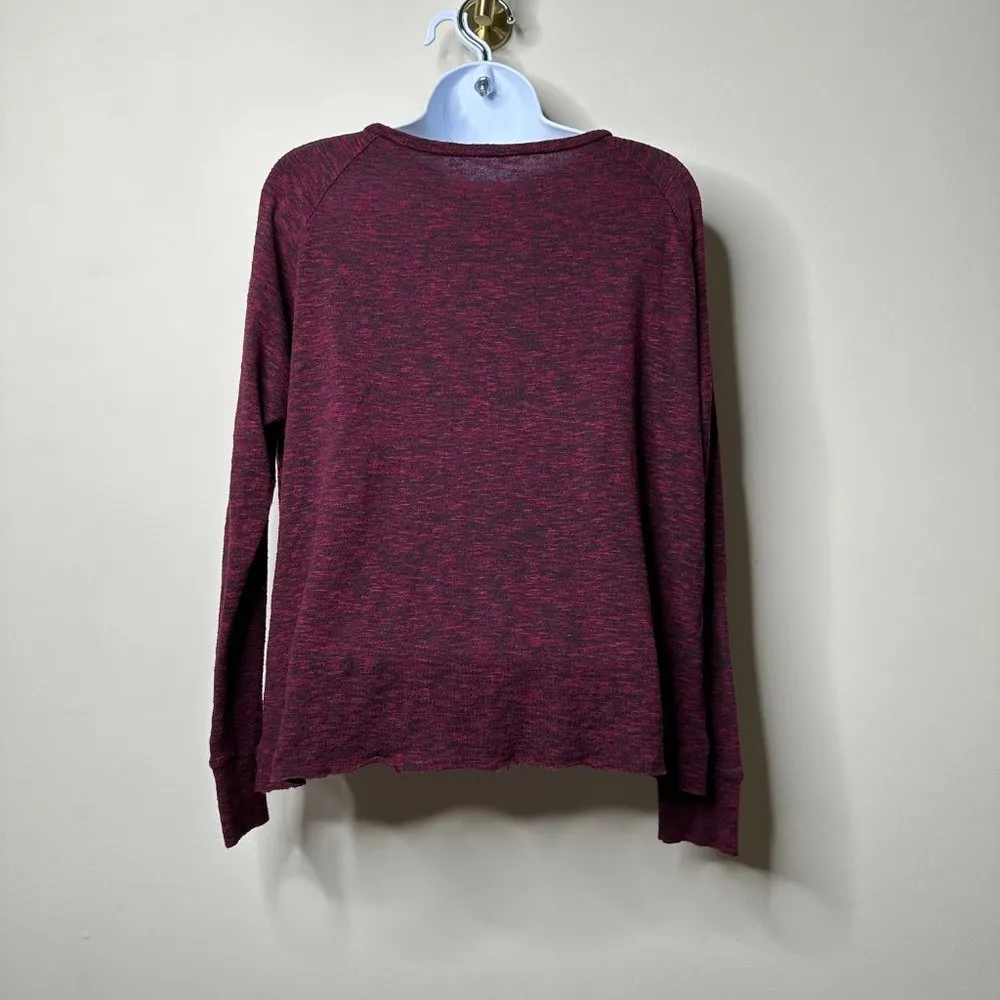 American Eagle Maroon Textured Soft & Sexy Plus LS Shirt Women's Medium - Image 3