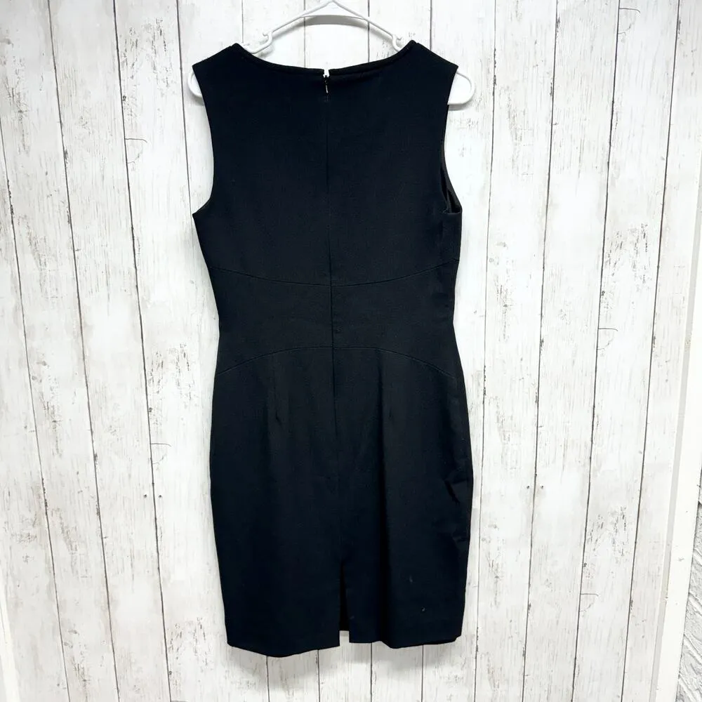 Black Halo Dress Women Size 8 Black Sleeveless Side Neckline Mini Pleated - Image 5