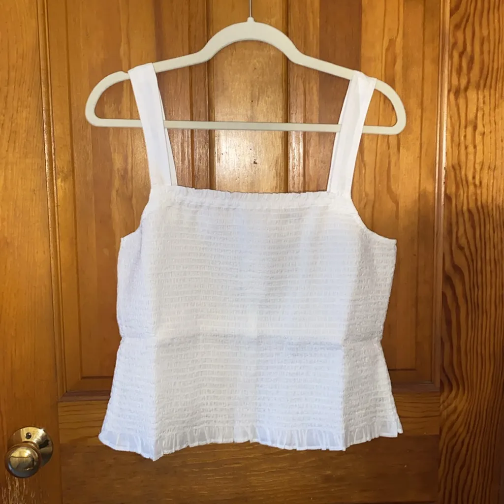 NWT Madewell Lucie Smocked Tank Top: Eyelet White, Size Large - Image 6