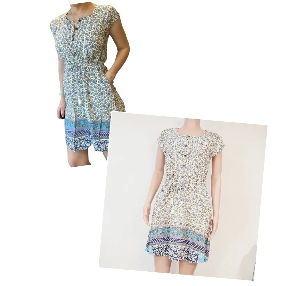 Matilda Jane I’ll Follow Dress Women’s Medium Mini Dress button and tie Size S - Image 2