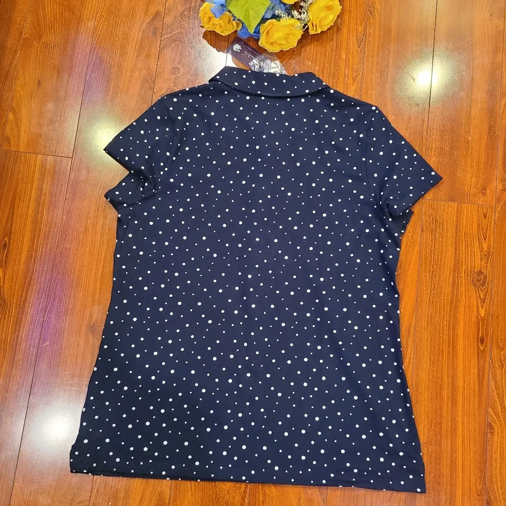 Gloria Vanderbilt  Collared Pola Dot Blouse Medium - Image 4