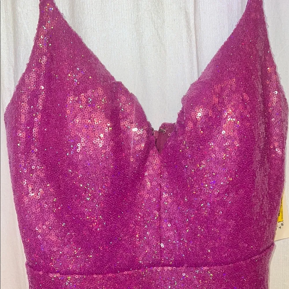 Dear Moon Sequin Ruched A-Line Purple Sequin Dress - Image 2