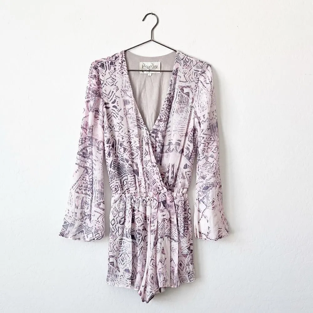 Rory Beca Aztec Print Silk Long Sleeve Romper - Image 2