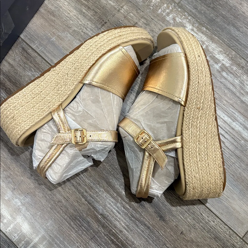 Abeo Solstice Buckle wedge sandal comfort cushioned gold metallic shoes size 7.5 - Image 11