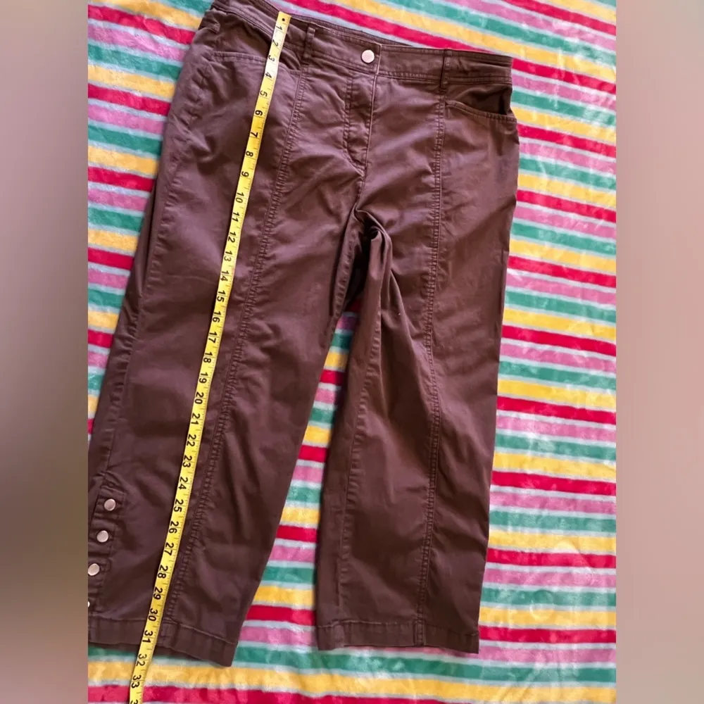 JM Collection Capri Crop Casual Pants Full Elastic Waist Size 8 Brown Check - Image 14
