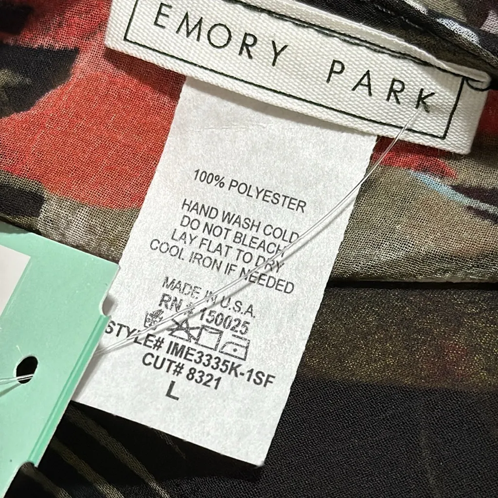 EMORY PARK women’s size large black Caley crochet floral detail kimono sheer NWT - Image 6