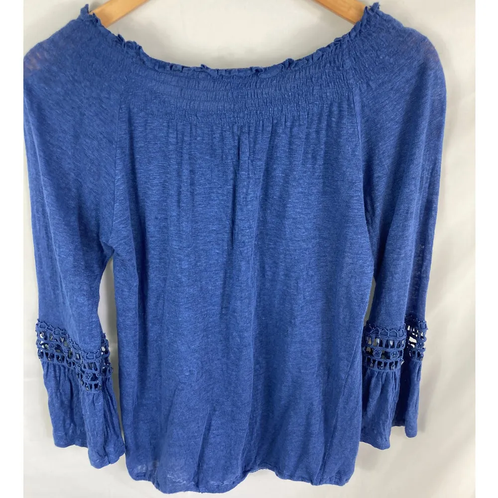 INC International Concepts Linen Beaded Blouse Size XS - Image 5