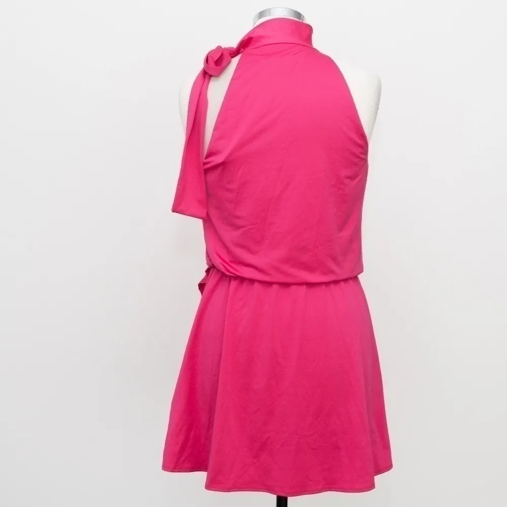 Black Halo. Pike High Neck Drape Front Mini Dress. - Image 3