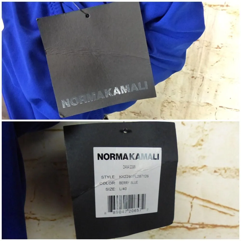 Norma Kamali Diana Gown Dress Women L Berry Blue One Shoulder Ruched Bodycon NWT - Image 14