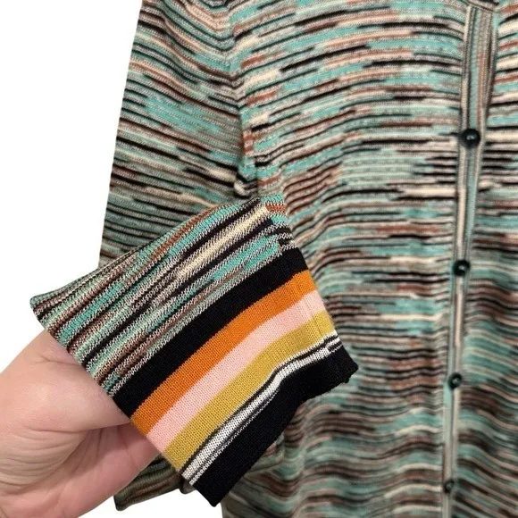 Vintage Y2K Missoni Crew Neck & Cardigan Striped Wool Blend Set Size EU44 US8 - Image 5