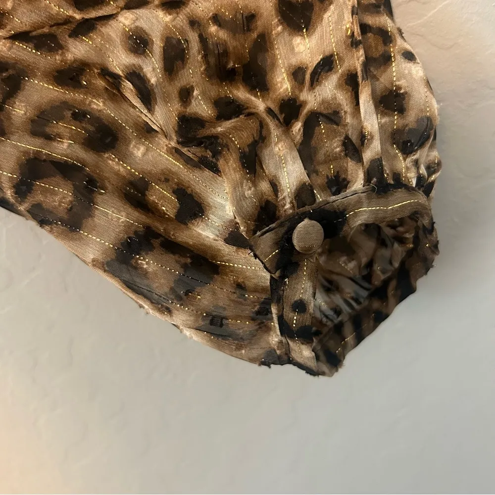 White House Black Market leopard animal print long sleeve blouson dress size 14 - Image 13