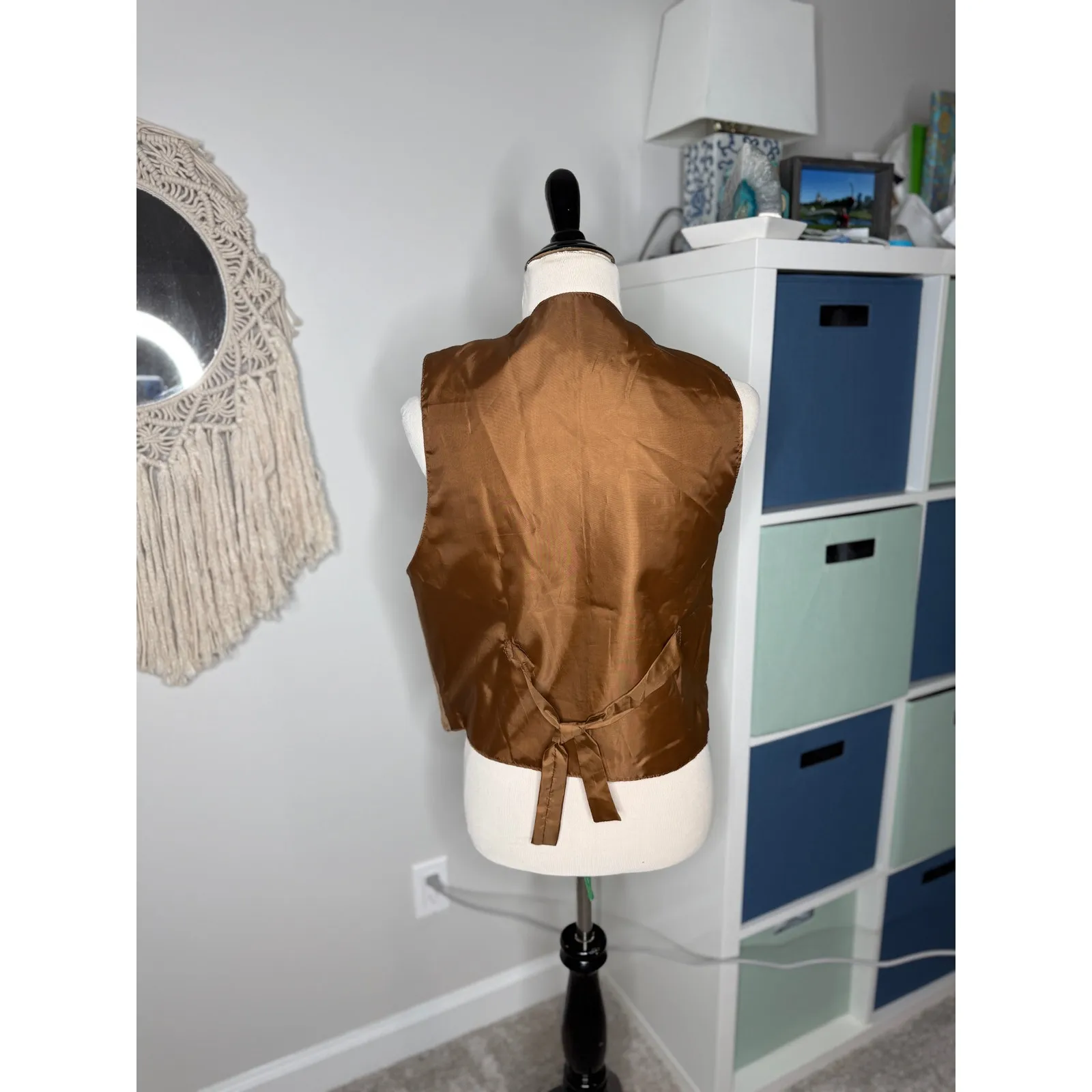 Women's Vtg Vintage 100% Leather Brown Suede Western Style Vest Cowgirl Large L - Image 2