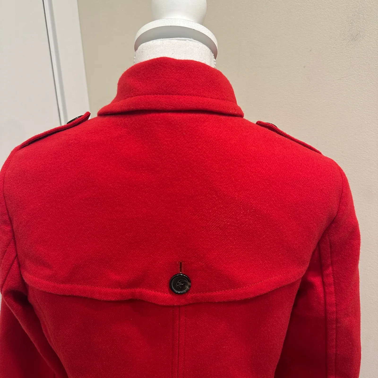 J.Crew Cherry Red Icon Wool Cashmere Trench Coat Preppy Heritage Old Money Sz 8 - Image 9