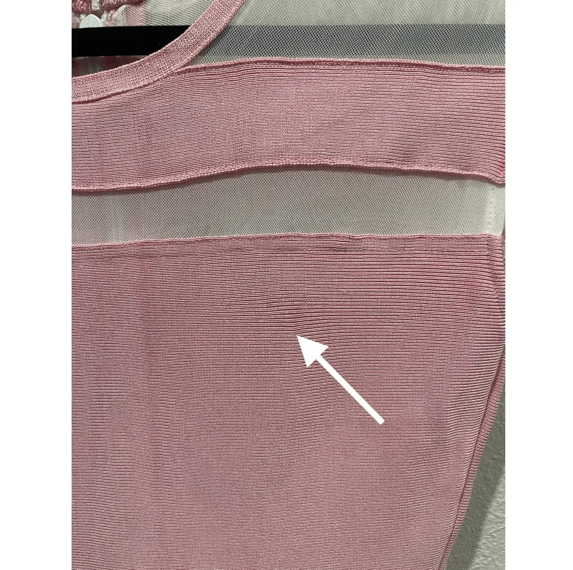 HERVE LEGER Sleeveless Mesh Pink Ruffle Bodycon Mini Dress - Image 5