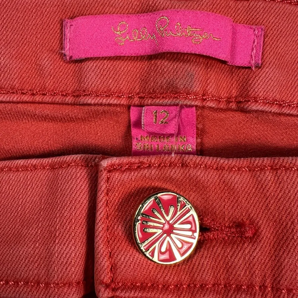 Lilly Pulitzer Coral Straight Leg Jeans 5 Pocket 28” Inseam Size 12 - Image 4