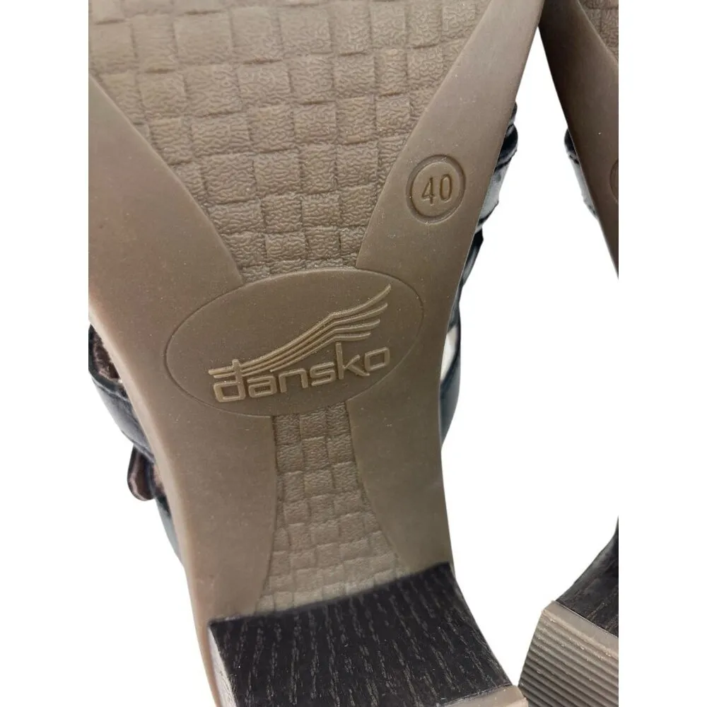 *Dansko Strappy Sandal Womens Size 40 Black Leather Slip On Comfort Heel Shoe - Image 13