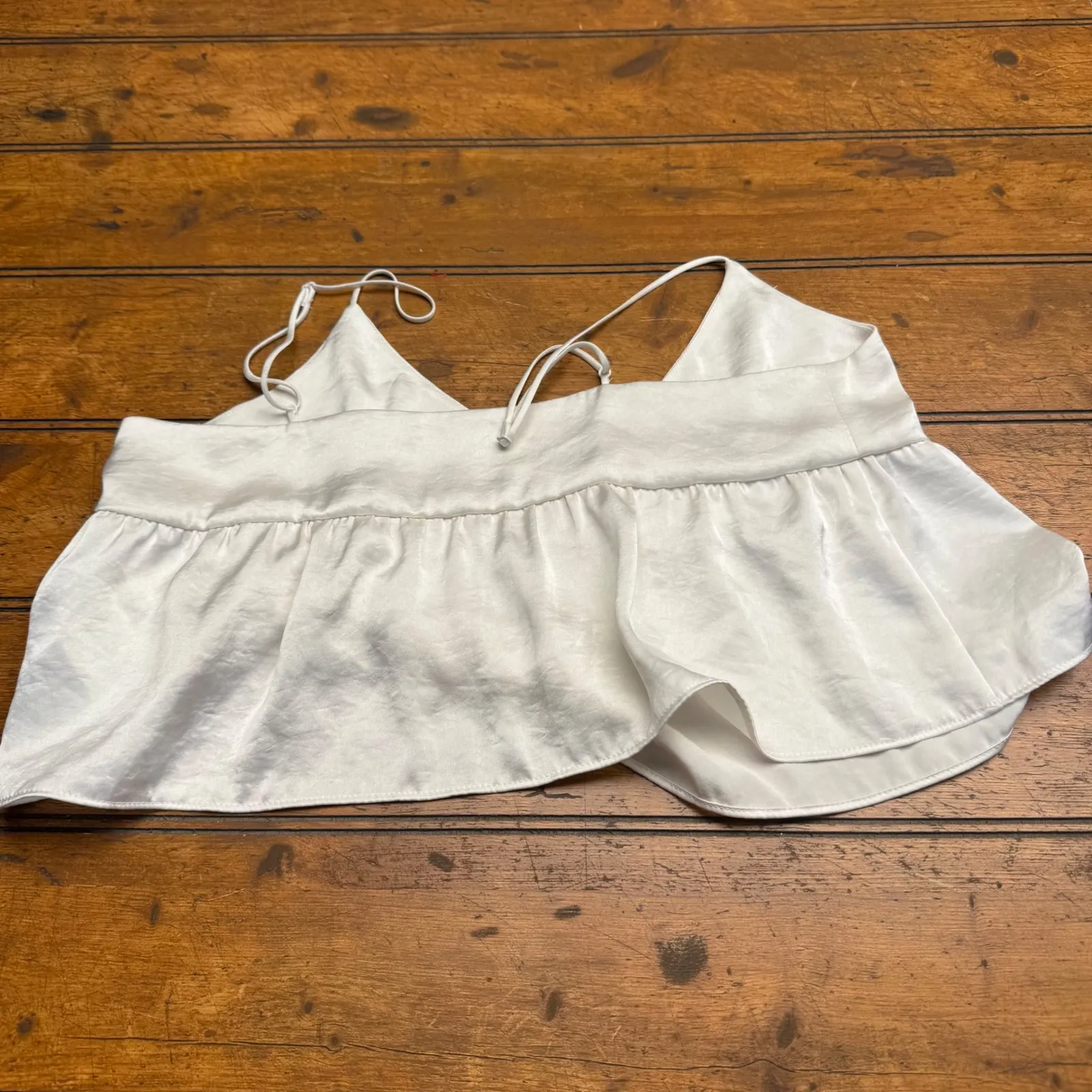 Wilfred White Satin Peplum Camisole Tank Top XS - Image 3