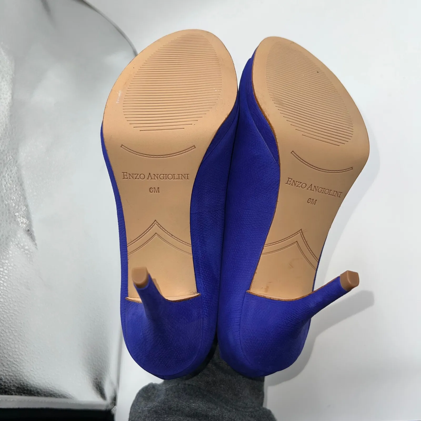 Enzo Angiolini Nolle Purple Suede Peep Toe Stiletto Heels Womens 6M Party Chic - Image 7