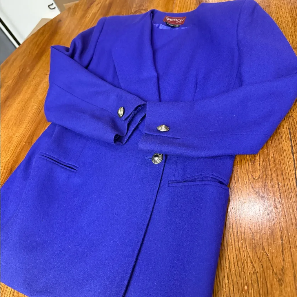 Sasson Vintage 80s Purple Wool Structured Blazer Size 12 Tailored Structured - Image 10