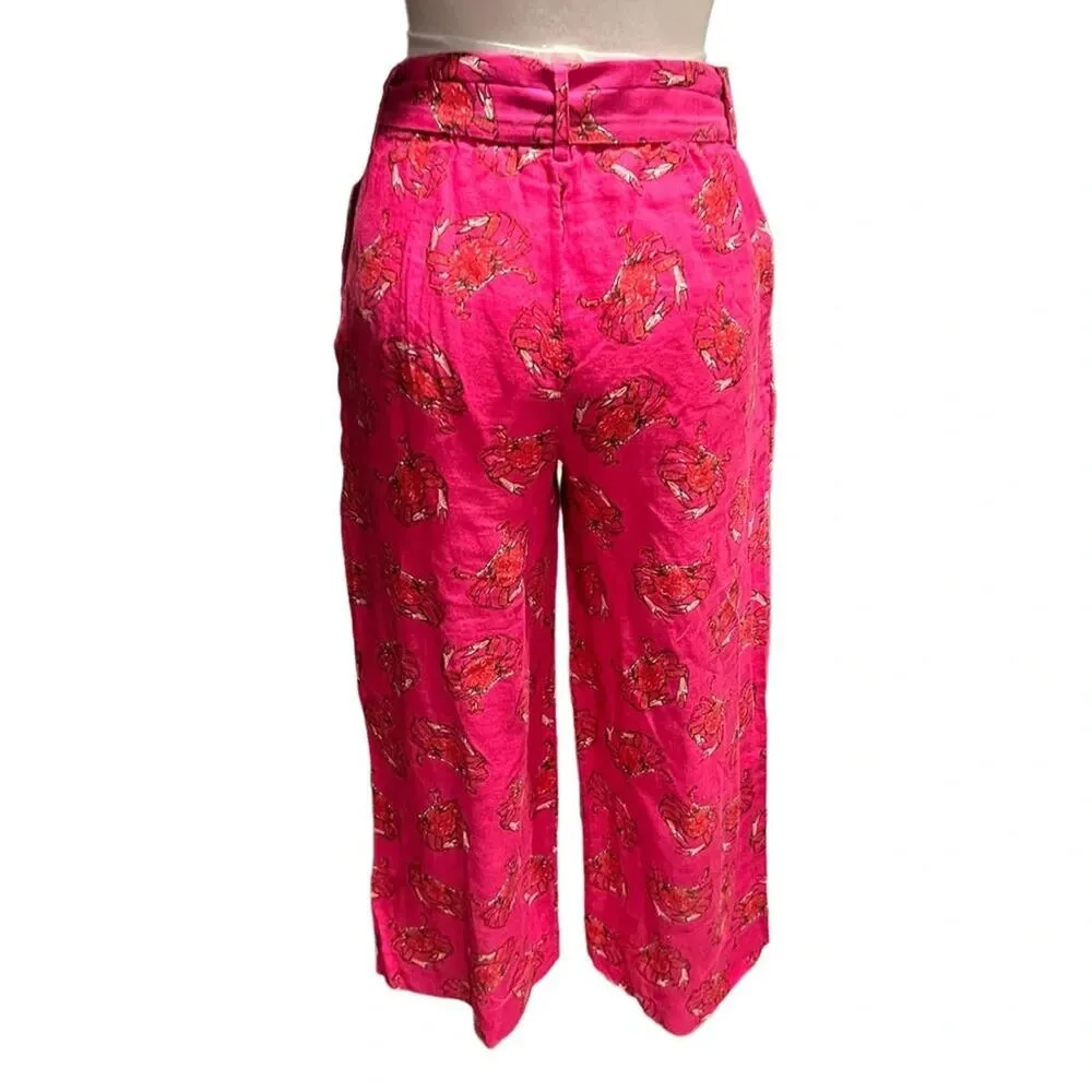 J. Crew Tie-waist linen pant in Ratti® king crab print Size 10 - Image 4