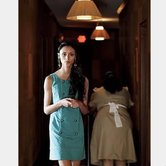 anthropologie Maeve Dress 8 Carrillo Shift Aqua Vintage Style Retro Button - Image 2