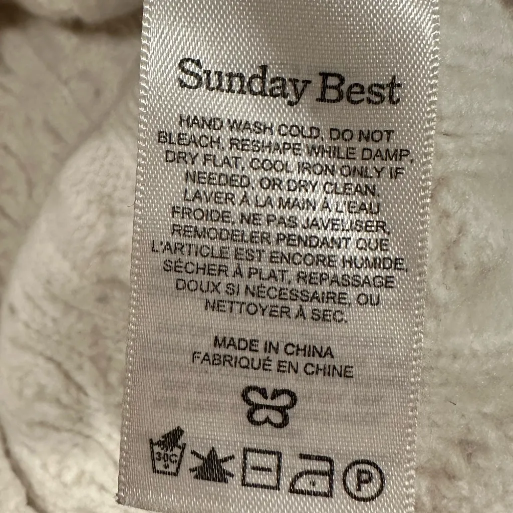 Aritzia Sunday Best Lima Knit Sweater Cable Knit Crop Crewneck S White Size XS - Image 10