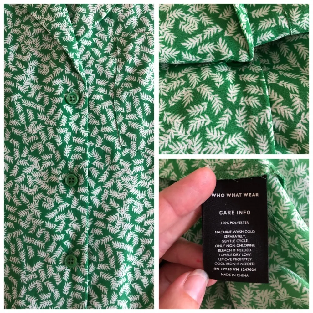 Who What Wear Floral Leaf Sleeveless Green Flow Blouse Top, sz. XS - Image 9