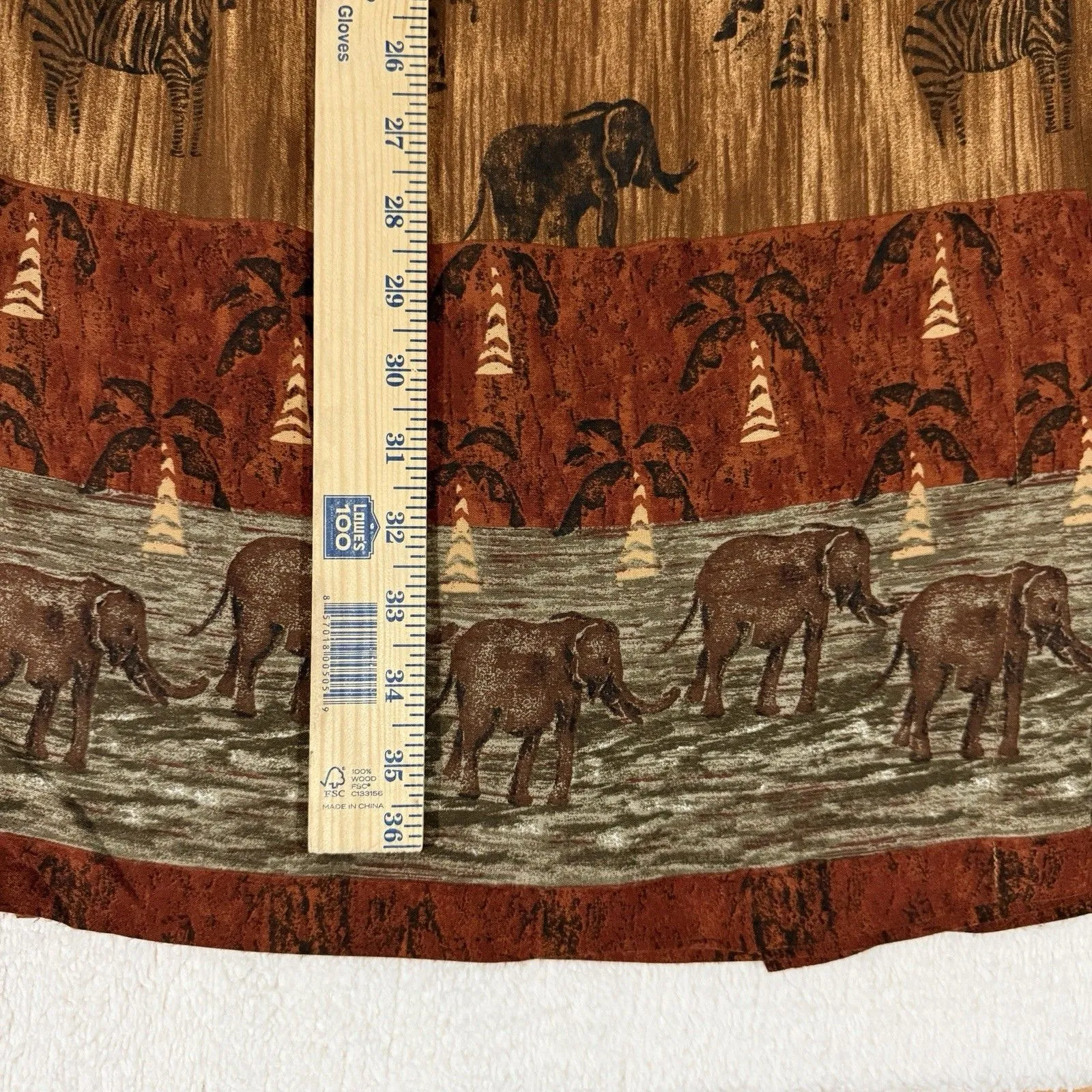 Vintage Animal Print Maxi Skirt Womens 10 Brown Faux Wrap Elephant Zebra Boho - Image 8