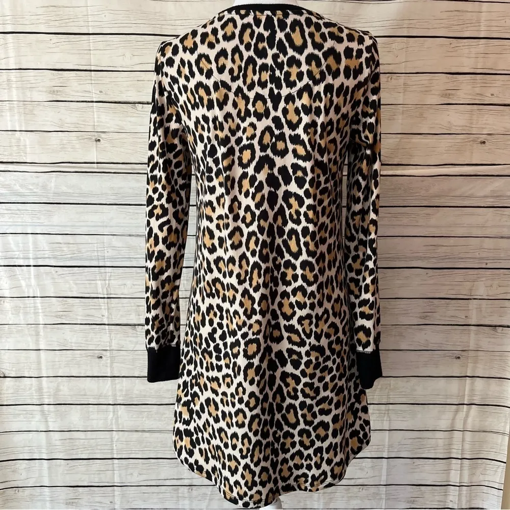 Kate Spade Leopard Print Long Sleeve Nighty Nightgown Sleep Dress Size XS - Image 4