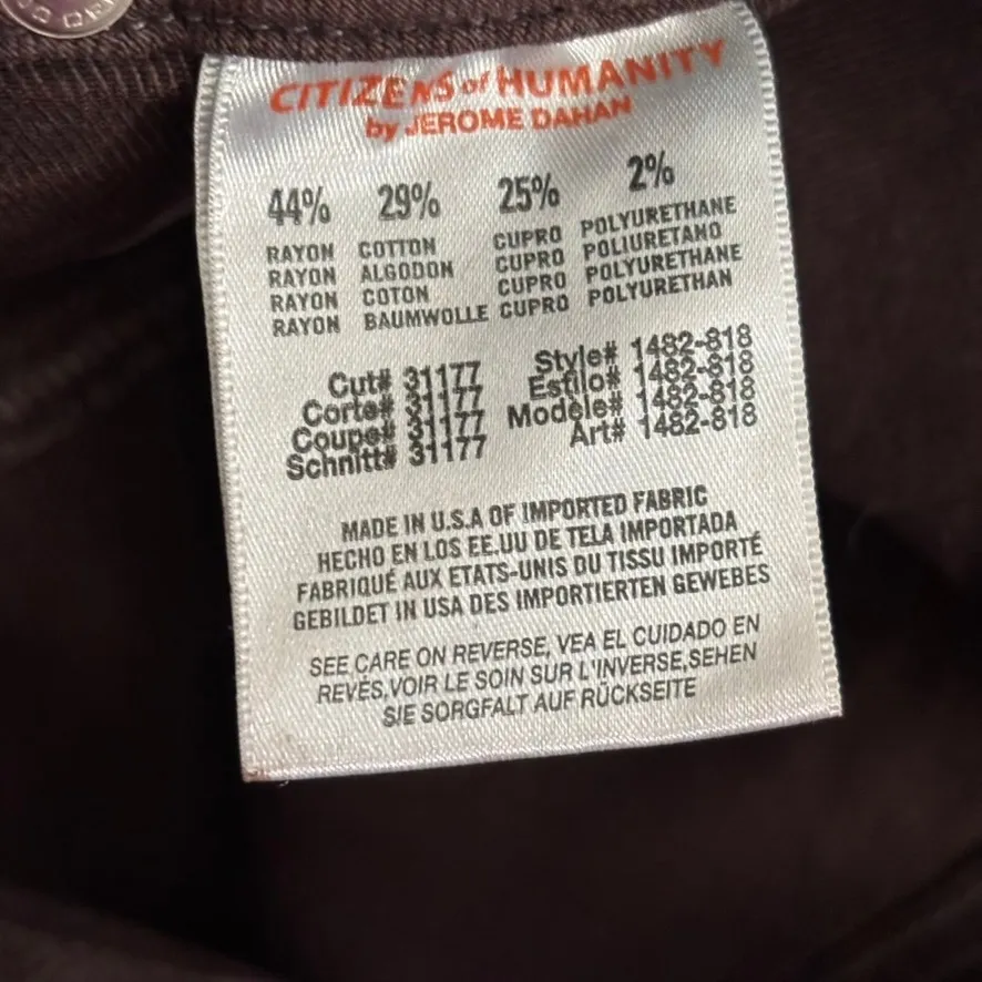 NWT Citizens of Humanity Logan Moto Pants Sz 24 Brown Low Rise Skinny Grunge - Image 5