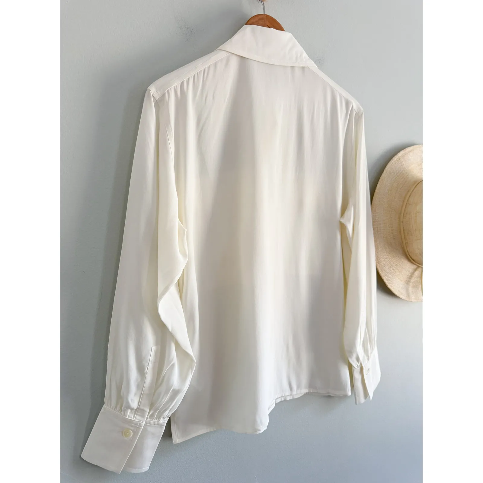 Madewell | NWT Silk Utility-Pocket Button-Up Shirt in Winter White | Sz S - Image 14