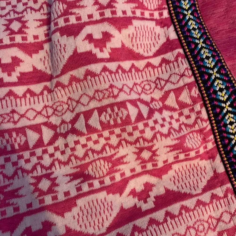 Valerie stevens pink southwestern print boho open front cardigan woman’s large - Image 6