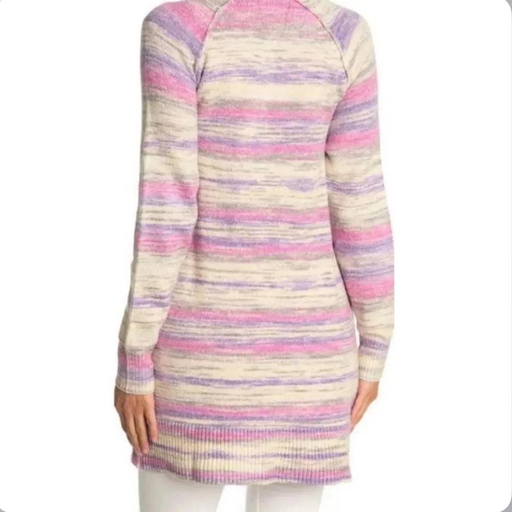 Lucky Brand Pink Purple Cream Mid Length Cardigan - Image 3